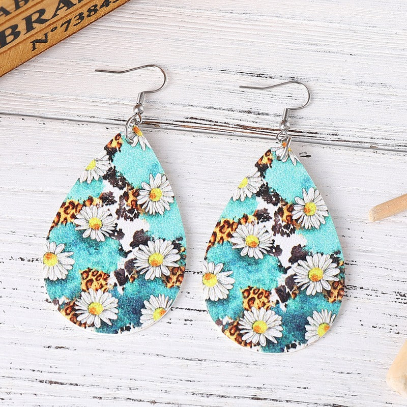 Wholesale Western Ethnic Style Cowboy Sunflower Water Drop Earrings ACC-ES-ChuLian140