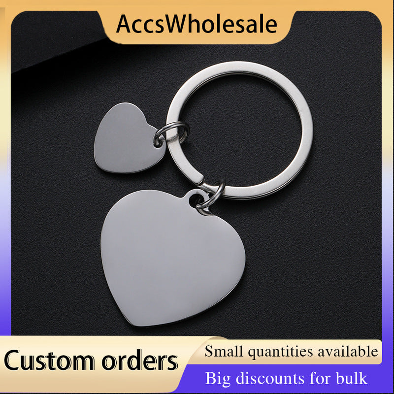 Custom Keychains with Laser Engraved Text or Logo - Multicolor Heart Shape Metal Keychains