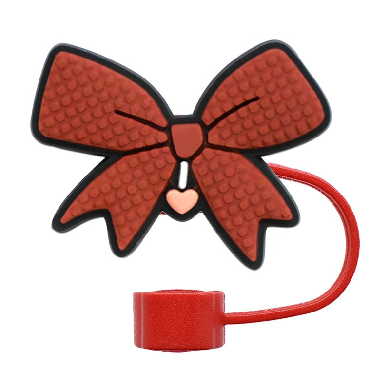 Wholesale Random 100pcs Colorful Cute Bow 10mm PVC Soft Straw Tube Cap ACC-SCR-RYY144