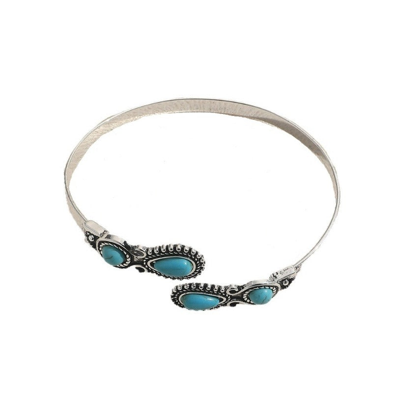 Wholesale Ethnic Retro Alloy Turquoise Open Bracelet ACC-BT-Jiud002
