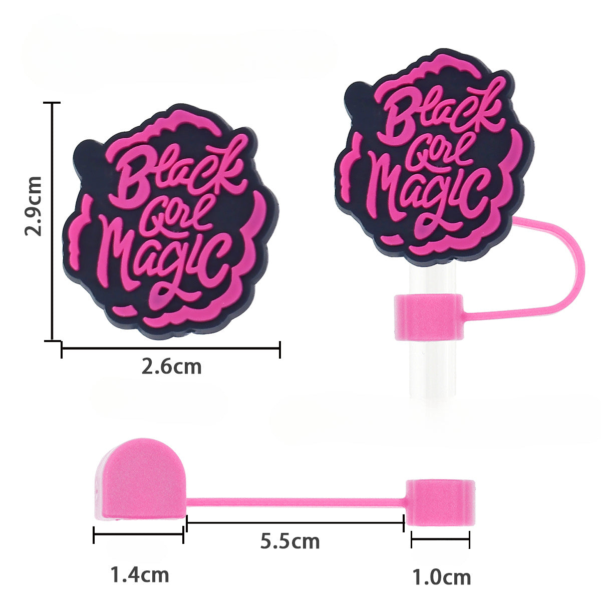 Wholesale Random Color 100pcs Girl Boss Straw Tube Cap 10mm Soft Glue Straw Decoration Straw Cover ACC-SCR-RYY025