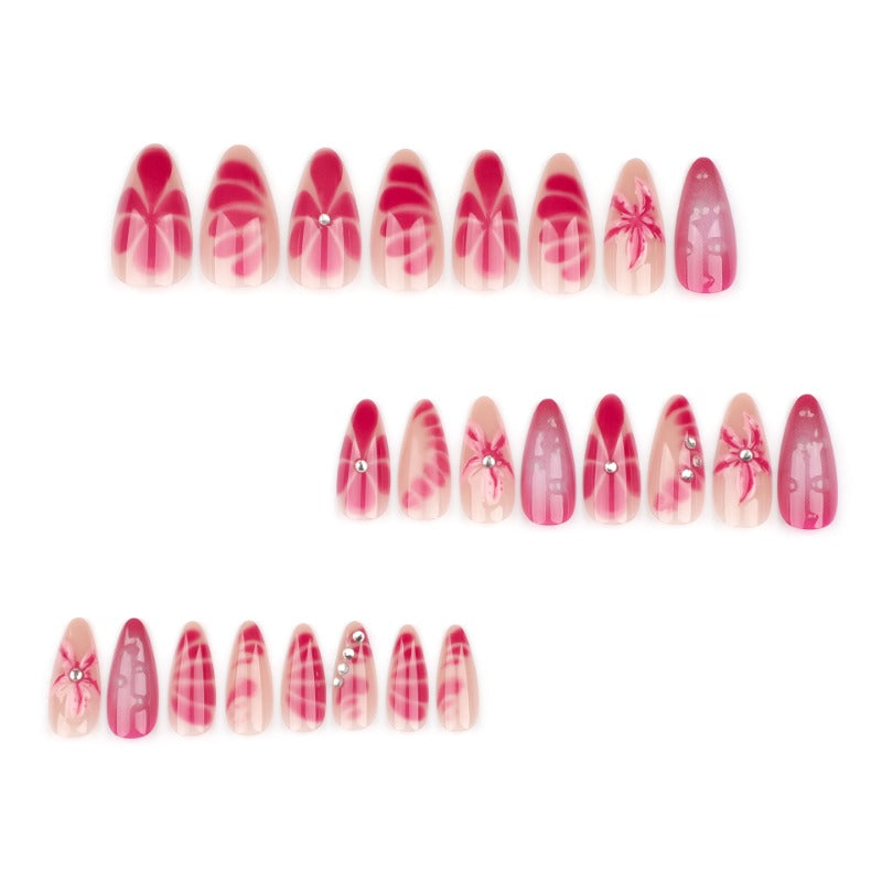 Wholesale 24 Pieces/box Rose Red Diamond Nails Kits Nail Stickers ACC-NS-LeFan198