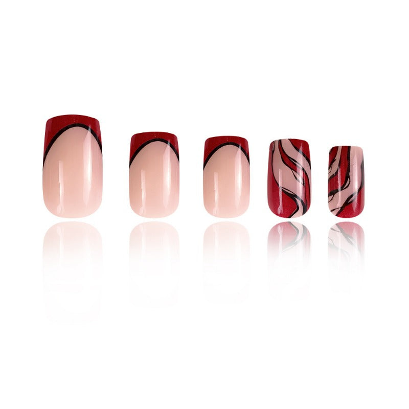 Wholesale 24 Pieces/box Red Wave Stripe Nails Kits Nail Stickers ACC-NS-QXJ050