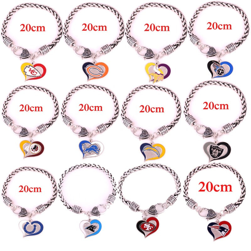 Wholesale Sports Athletics Saints Dropping Peach Heart Bracelet ACC-BT-Houh004