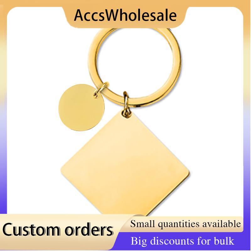Custom Keychains with Laser Engraved Text or Logo - Multicolor Square Metal Keychains