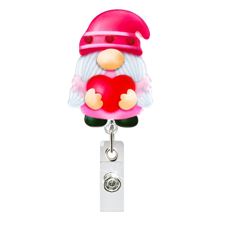 Wholesale Valentine's Day Dwarf Acrylic Medical Retractable Clip Badge Keychain ACC-KC-QiDing025
