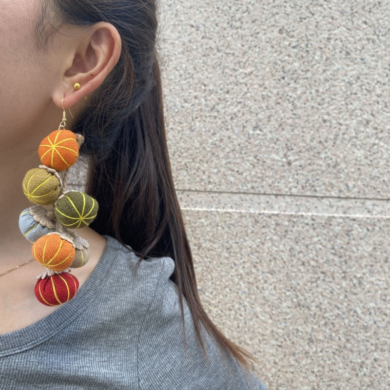 Wholesale Thanksgiving Day Long Pumpkin Tassel Earrings  ACC-ES-CT040
