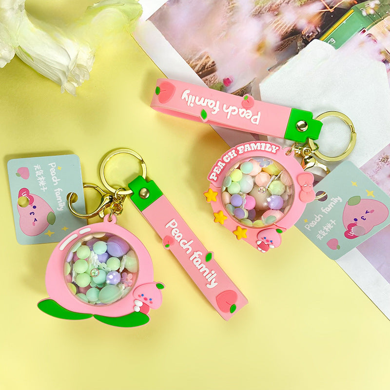 Wholesale Peach Quicksand Oil Cartoon Keychains ACC-KC-Chaow004