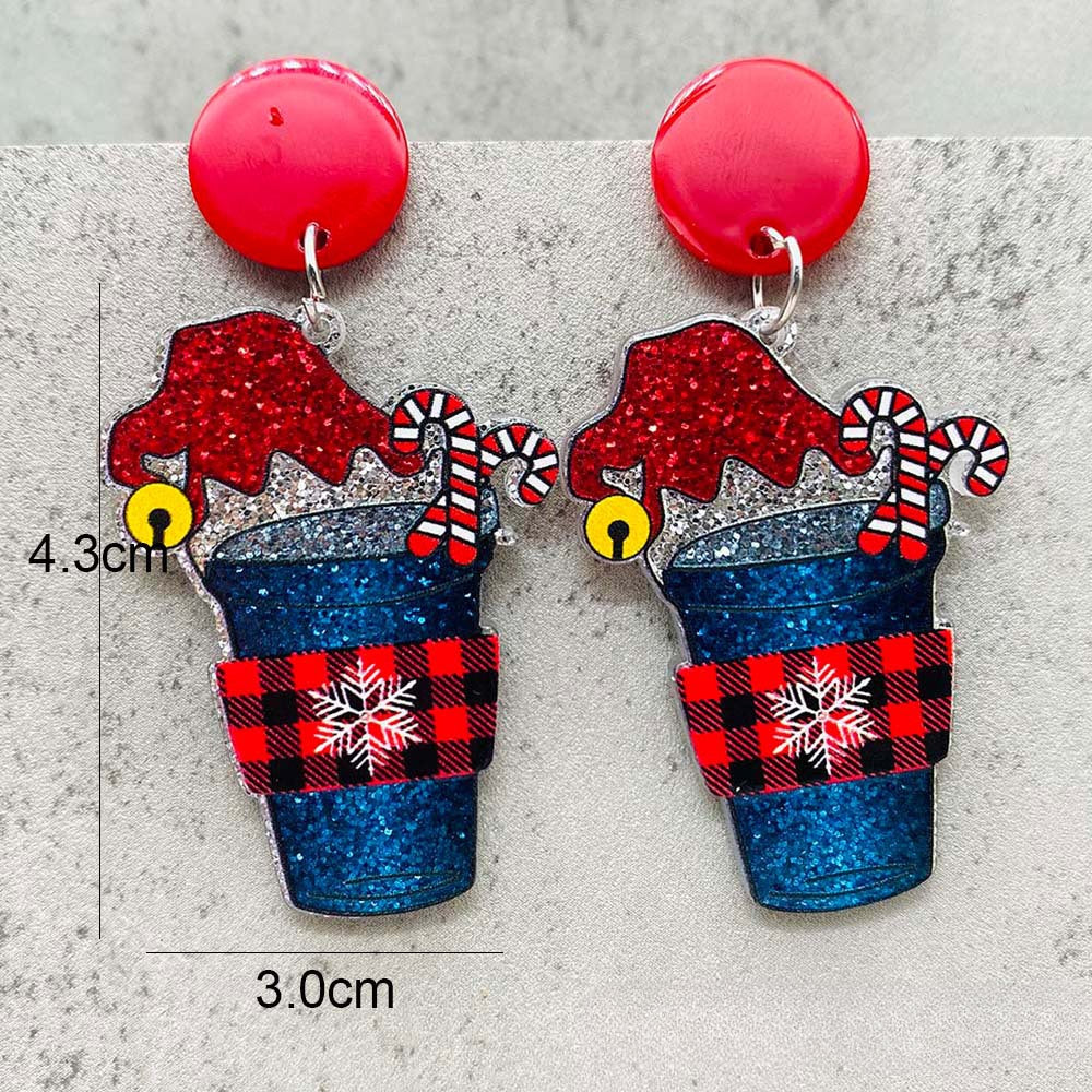 Wholesale Christmas Lights Red Wine Glass Acrylic Earrings ACC-ES-ChenY083