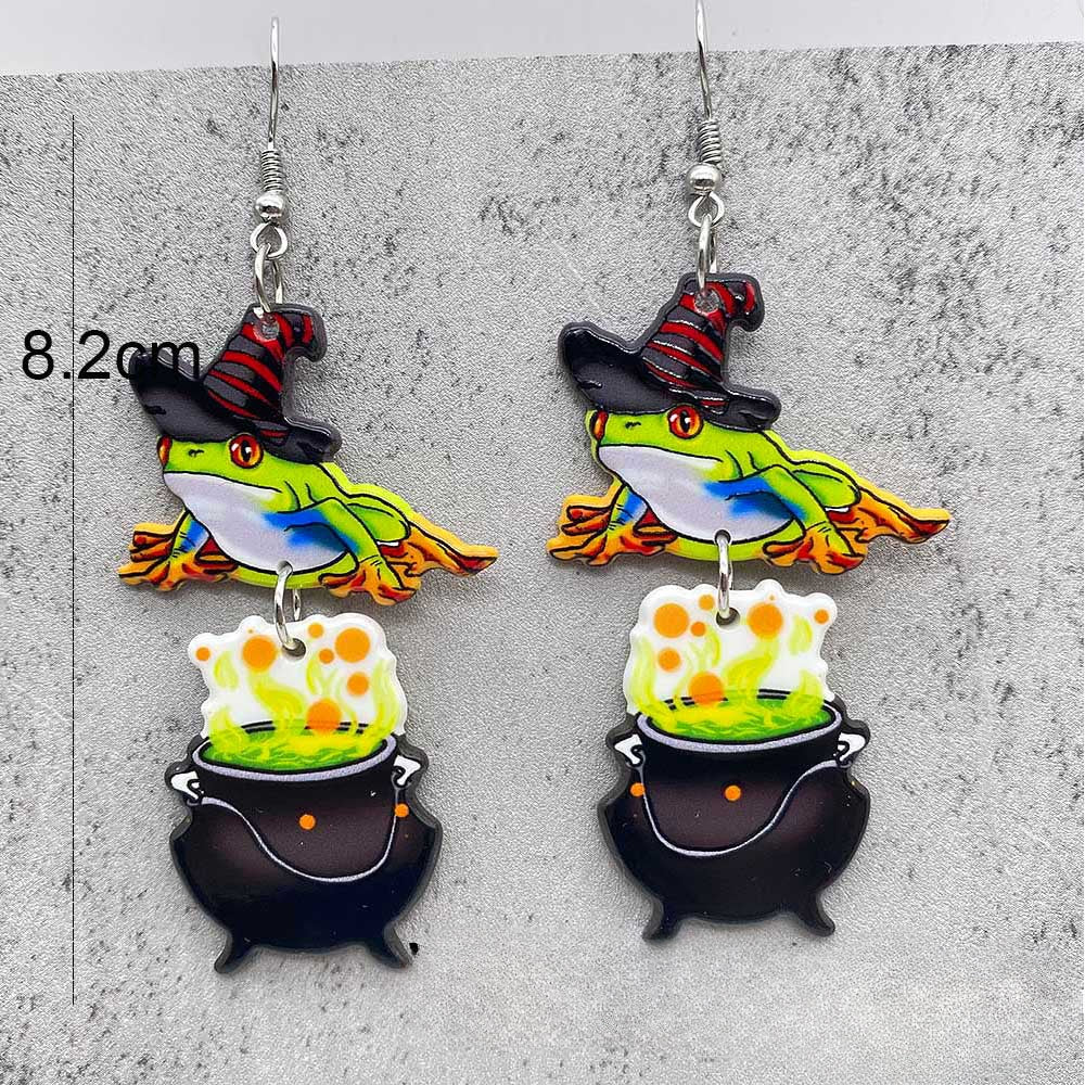 Wholesale Halloween Candy Basket Cowboy Ghost Face Acrylic Earrings ACC-ES-ChenY042