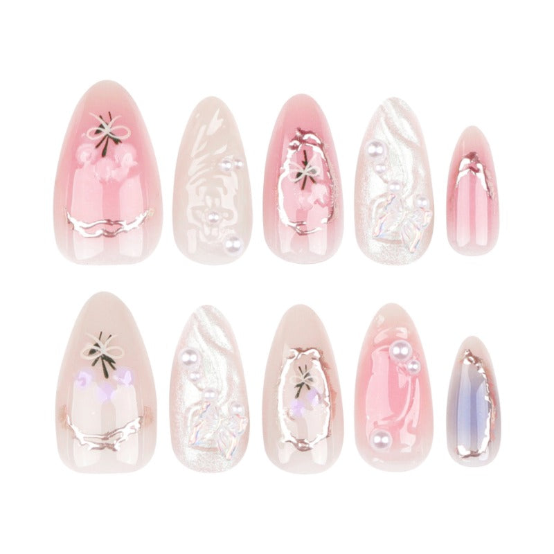 Wholesale 24 Pieces/box Aurora Butterfly Press-on Nails Kits Nail Stickers ACC-NS-LeFan118