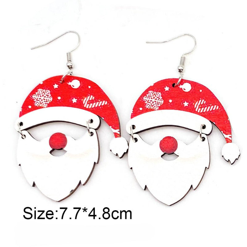 Wholesale Christmas Elk Dwarf Stitching Wooden Earrings ACC-ES-ChenY100