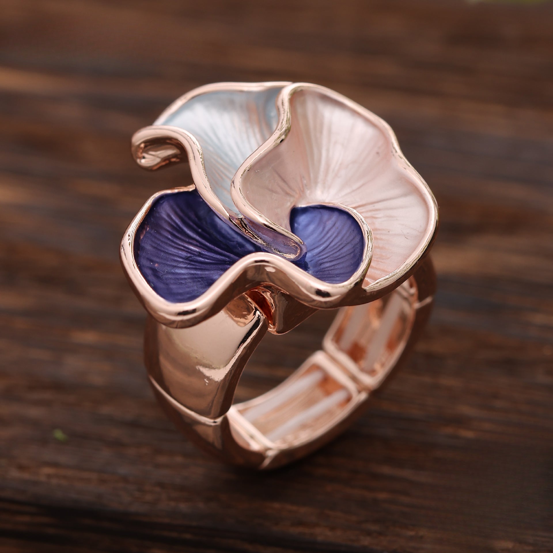 Wholesale Colorful Oil Painting Geometric Petals Alloy Rings ACC-RS-Taol001
