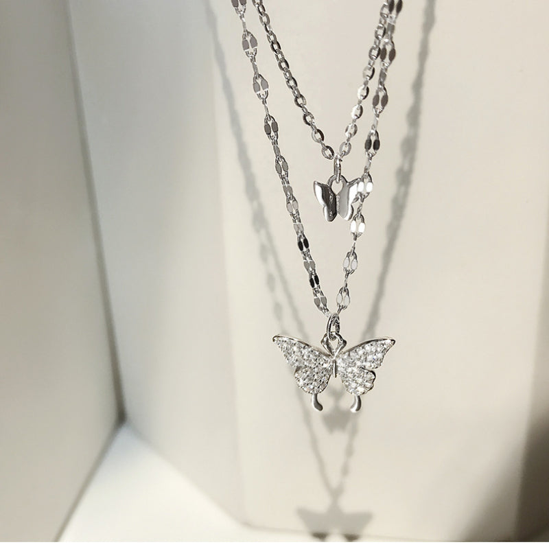 Wholesale Double Layer Butterfly Necklace Clavicle Chain Choker Necklace ACC-NE-JiuS007