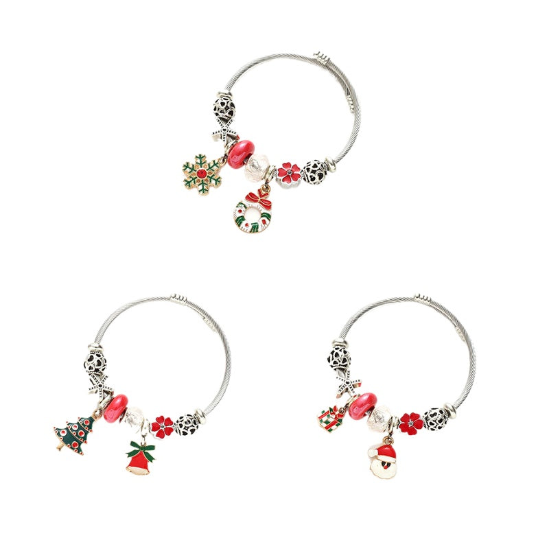 Wholesale Stainless Steel Christmas DIY Beaded Crystal Bracelet  ACC-BT-QingLian006