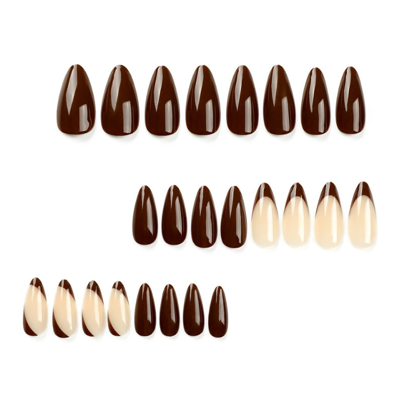 Wholesale 24 Pieces/box Brown Nails Kits Nail Stickers ACC-NS-LeFan215