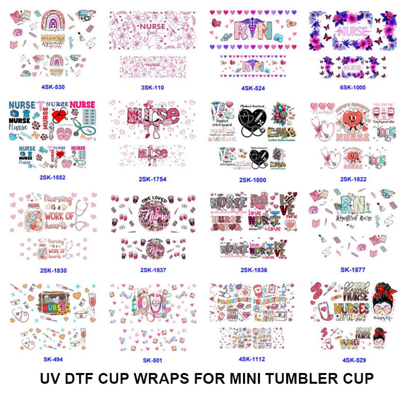 Wholesale Mix 16pcs Cartoon UV DTF Cup Wraps for Mini Tumbler Cup Keychains Accessories DIY Gift Cup Sticker Gift ACC-UDW-OSM019