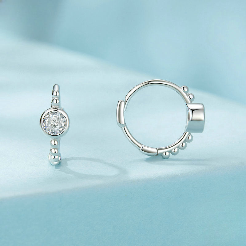 Wholesale 925 Sterling Silver Bean Beads Ear Clips Shining Zircon Earrings ACC-ES-Yinzhiyun004