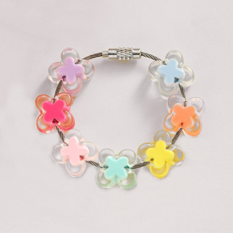 Wholesale Acrylic Dopamine Colored Flower Bracelet Keychain ACC-KC-RongRui025