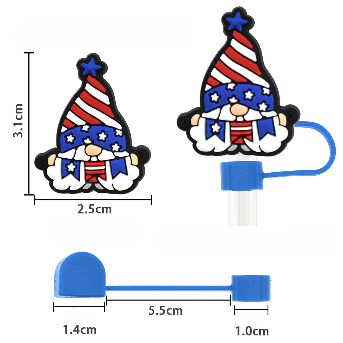 Wholesale Random 100pcs American Independence Day Straw Tube Cap 10mm Soft Plastic Straw Decoration Straw Cover ACC-SCR-RYY048