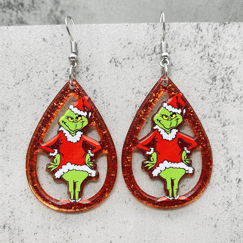 Wholesale Christmas Acrylic Classic Red Santa Hat Earrings ACC-ES-ChenY094