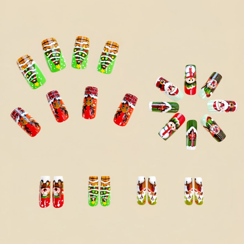 Wholesale 24 Pieces/box Christmas Santa Claus Elk Nails Kits Nail Stickers ACC-NS-Qianx005