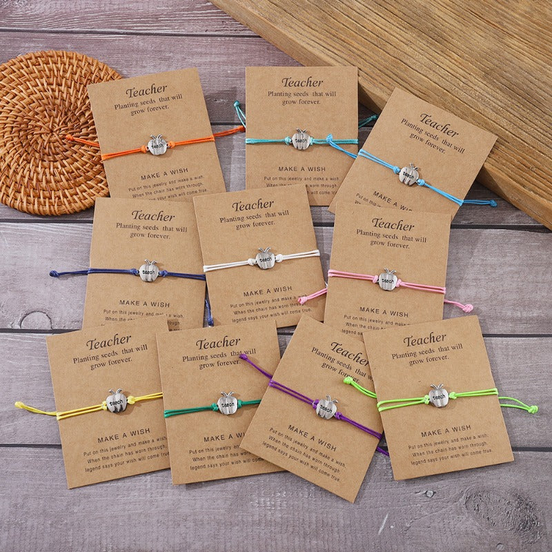 Wholesale Apple Color Wax Rope Bracelet Braided Card Jewelry ACC-BT-zhiyu001