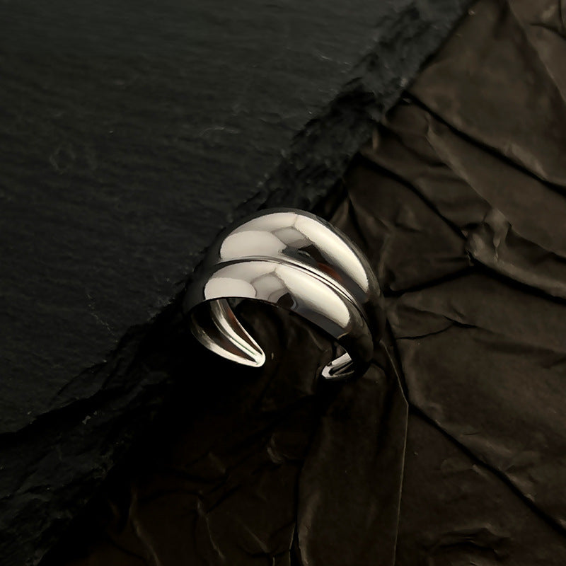 Wholesale Stainless Steel Contrast Ring Electroplating 18K Gold and Silver Splicing Open Ring ACC-RS-WanCh006