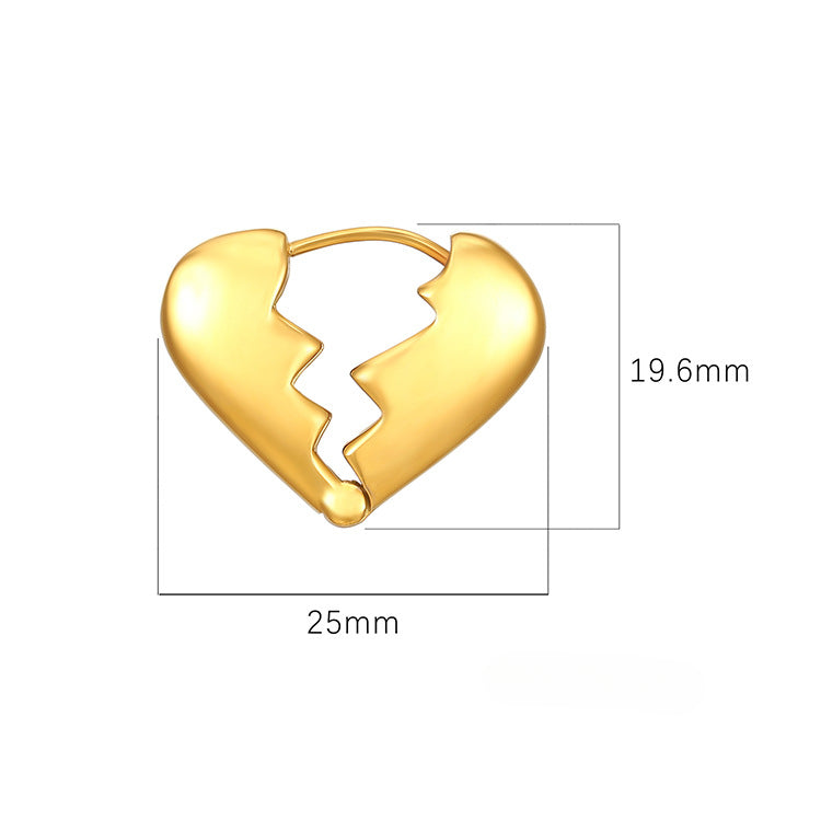 Wholesale Broken Heart Love Polished Stainless Steel Earrings ACC-ES-MuShan035