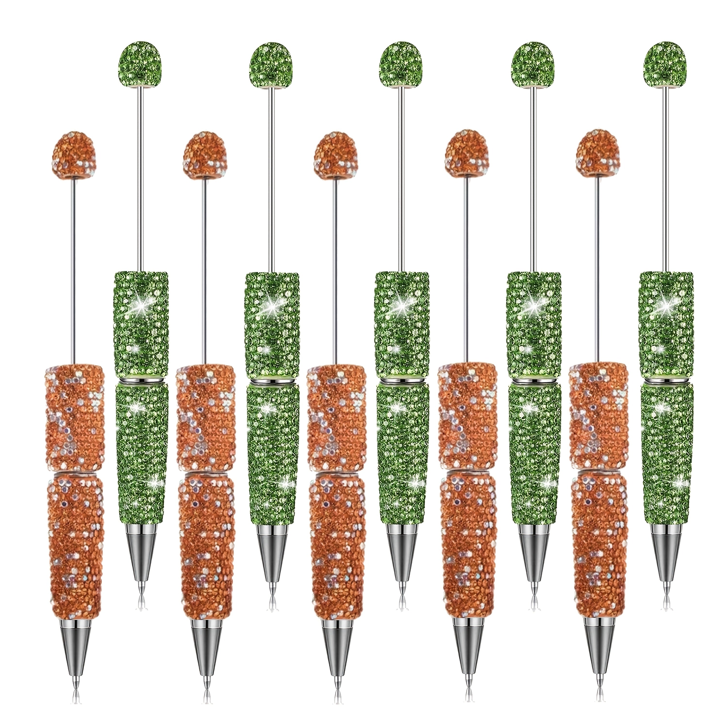 10pcs Glitter Beadable Pen Full Rhinestone Beadable Pen Shiny Fancy Pens for Beads Cute Journalling DIY Beaded Pen for Women Fun Bling Ballpoint Pens Back to School DIY Trendy Stuff