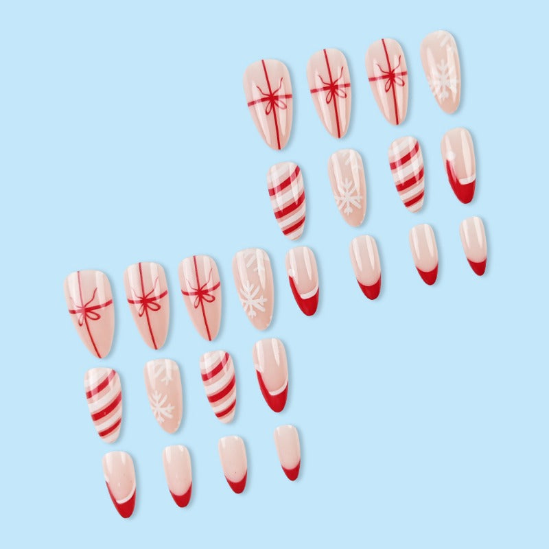 Wholesale 24 Pieces/box Christmas Hat Striped Bow Nails Kits Nail Stickers ACC-NS-QXJ041