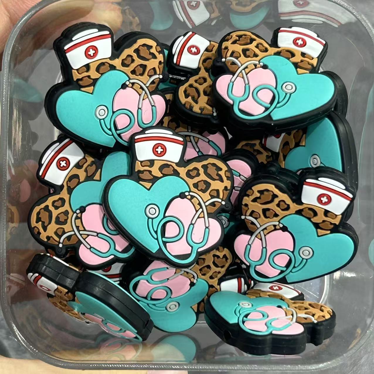 Wholesale 20pcs Cartoon Nurse Silicone Beads Focal Beads DIY Beaded Pen Accessories ACC-BDS-RongFa030