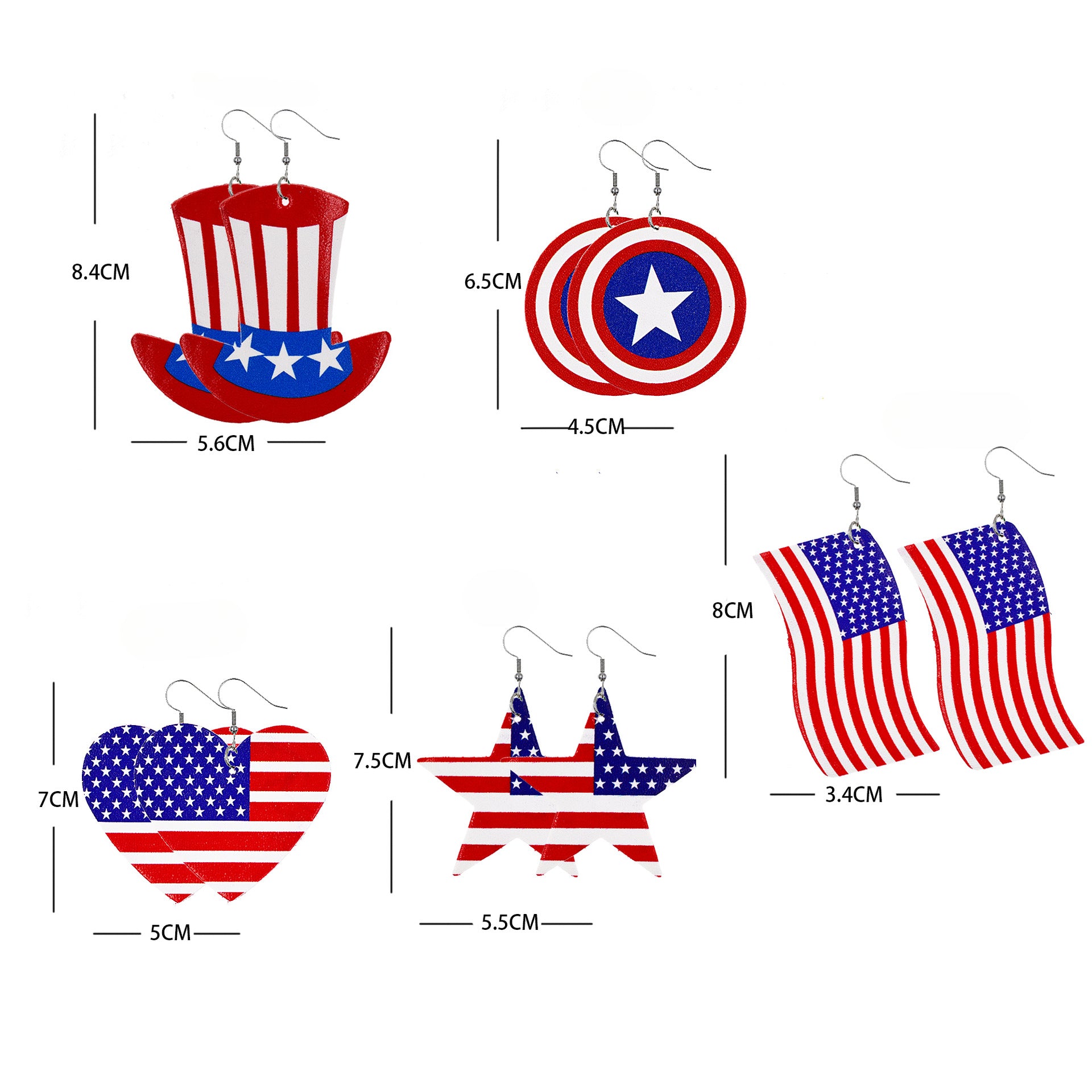Wholesale American Independence Day Leather Earrings ACC-ES-CY022