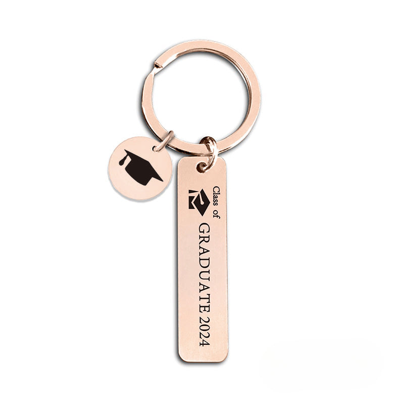 Wholesale 2024 Graduation Season Inspirational Phrases Square Stainless Steel Keychain ACC-KC-Ganggu013