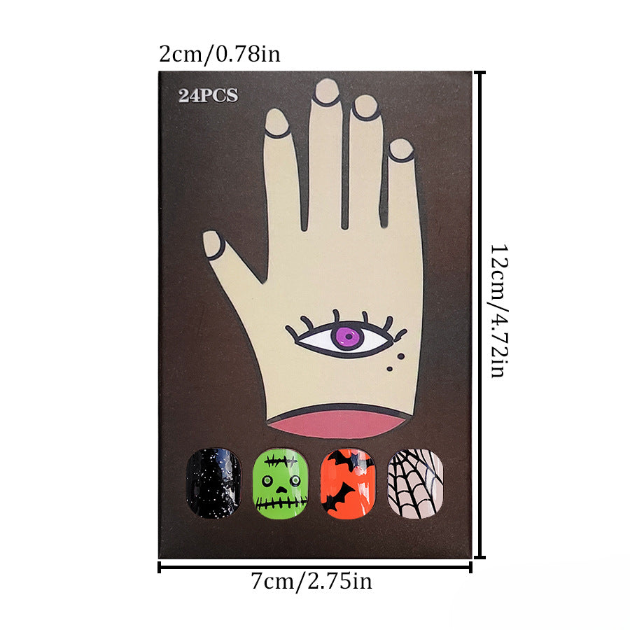 Wholesale 24 Pieces/box Halloween Bat Ghost Press-on Nails Kits Nail Stickers ACC-NS-GuaiXL067