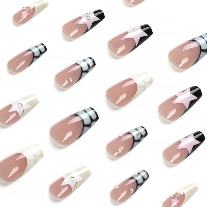 Wholesale 24 Pieces/box 3D Macaroon Lace Nails Kits Nail Stickers ACC-NS-LeFan258