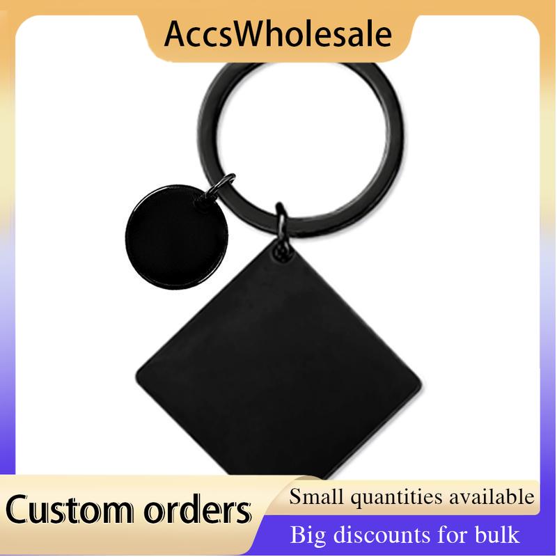 Custom Keychains with Laser Engraved Text or Logo - Multicolor Square Metal Keychains