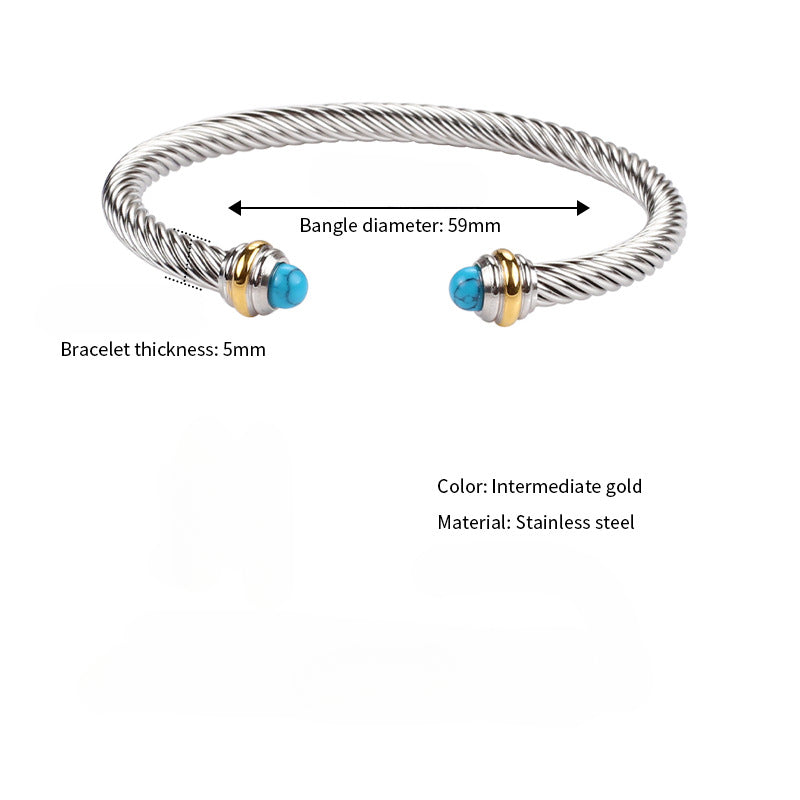 Wholesale Stainless Steel Cable Adjustable Elastic Twist Bracelet ACC-BT-QianCai003