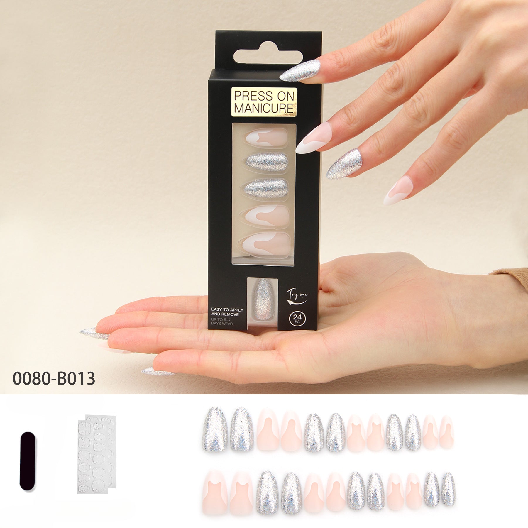 Wholesale Press on Nails Kits 24 Ballet Nail Adhesive Nail Enhancement Tablets ACC-NS-XKQ008