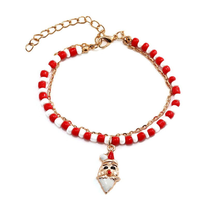 Wholesale Christmas Santa Claus Snowman Socks Cane Bracelet ACC-BT-DingZhou001