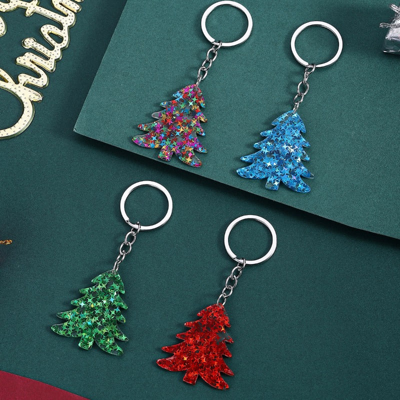 Wholesale Christmas Sequin Glitter Christmas Tree Keychain ACC-KC-RongRui014