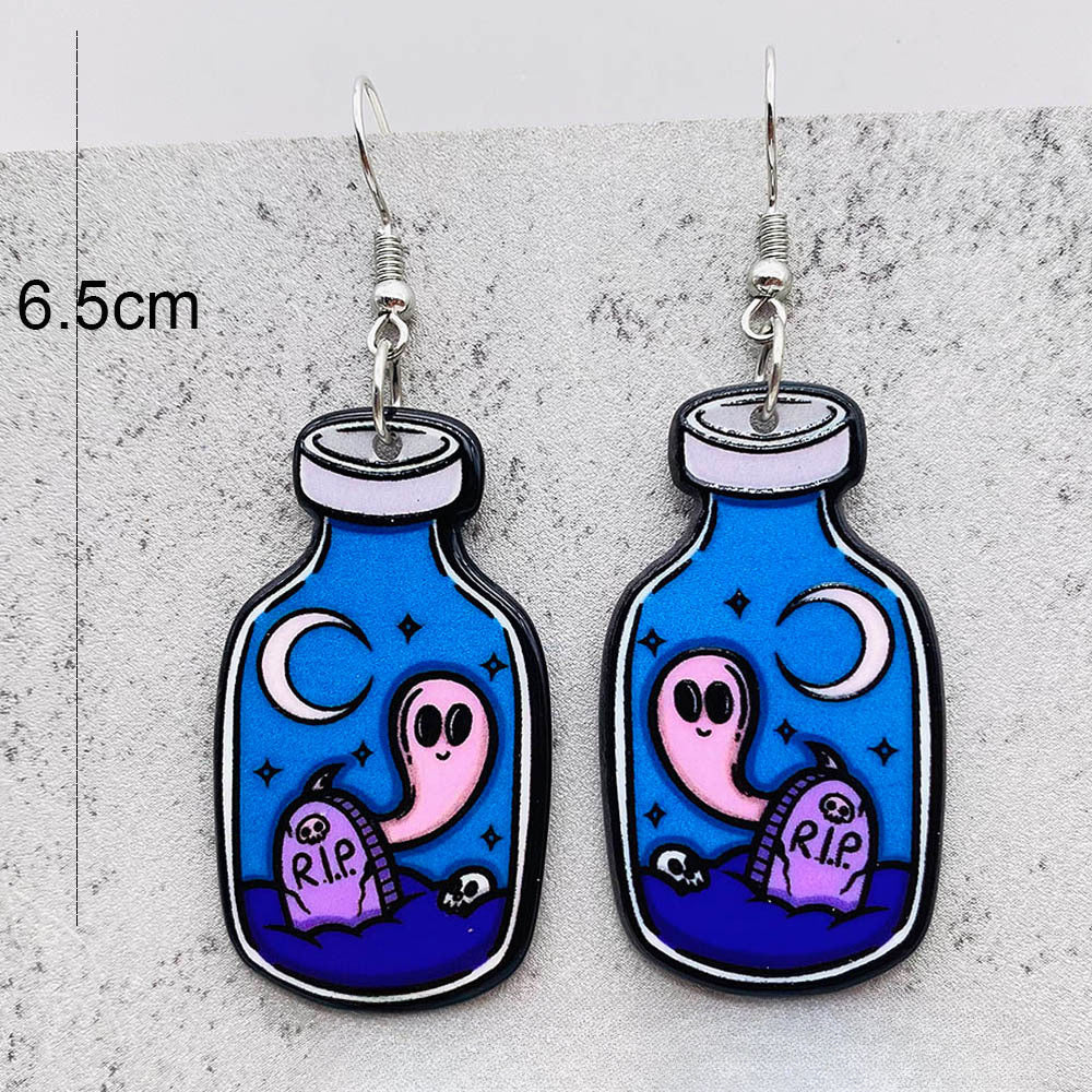 Wholesale Halloween Horror Pumpkin Ghost Tarot Acrylic Earrings ACC-ES-ChenY025
