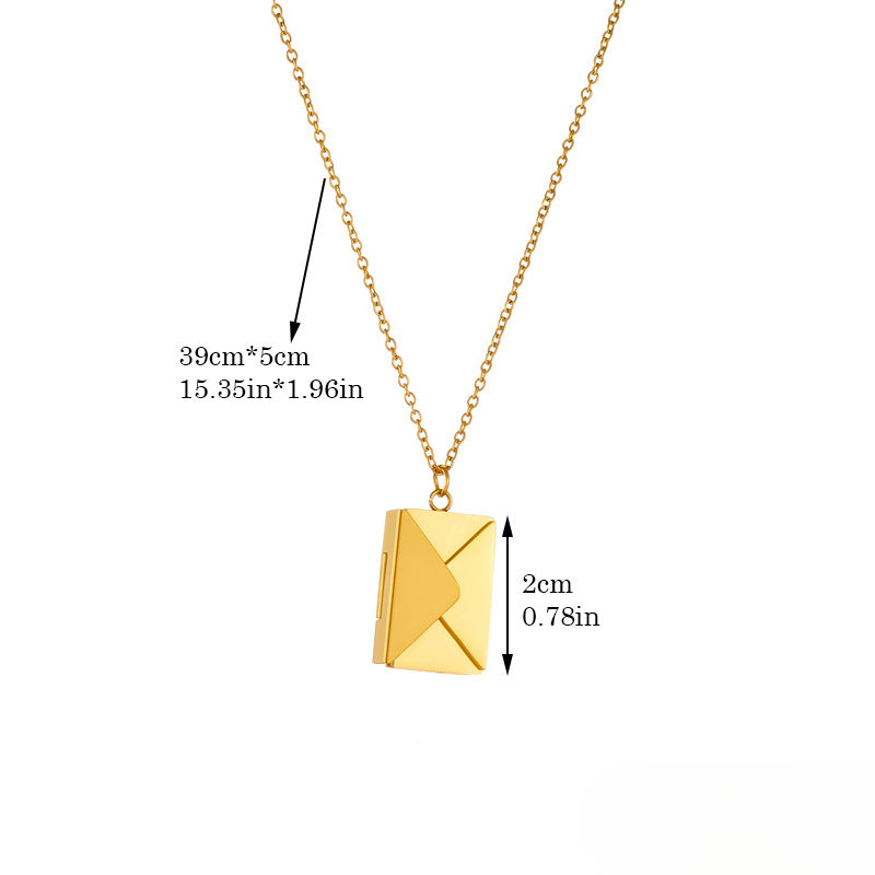 Wholesale Creative Personality Gold Plated Stainless Steel Envelope Pendant Chain Necklaces ACC-NE-QianYue003
