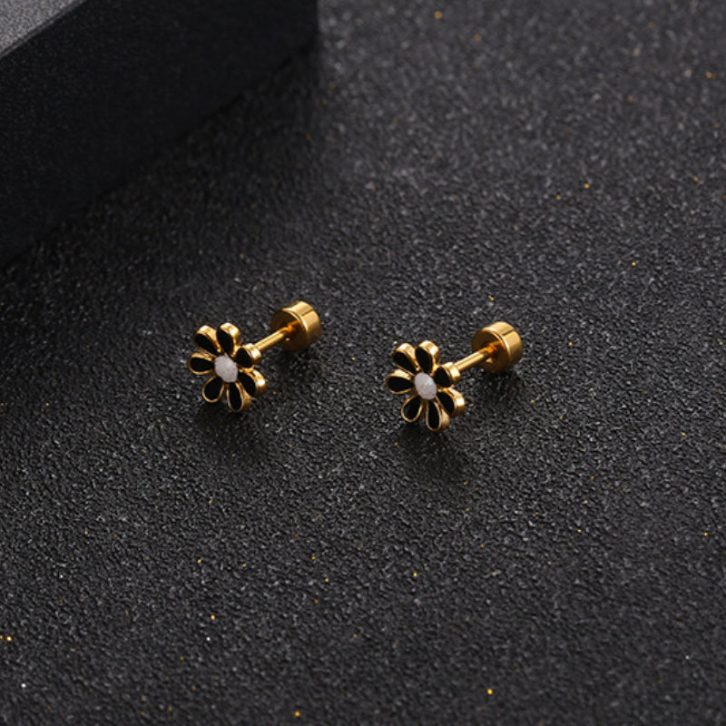 Wholesale Titanium Steel Three-Dimensional Petal Earrings ACC-ES-Yixin012
