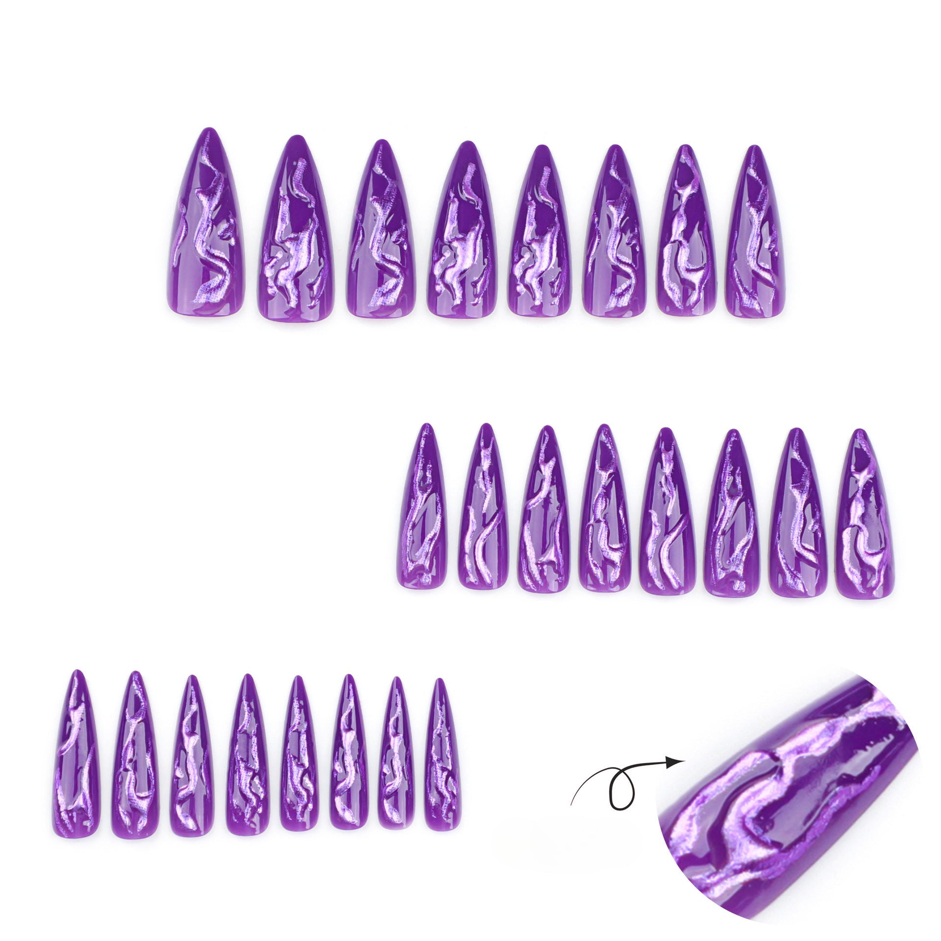 Wholesale 24 Pieces/box Halloween Purple Press-on Nails Kits Nail Stickers ACC-NS-LeFan092