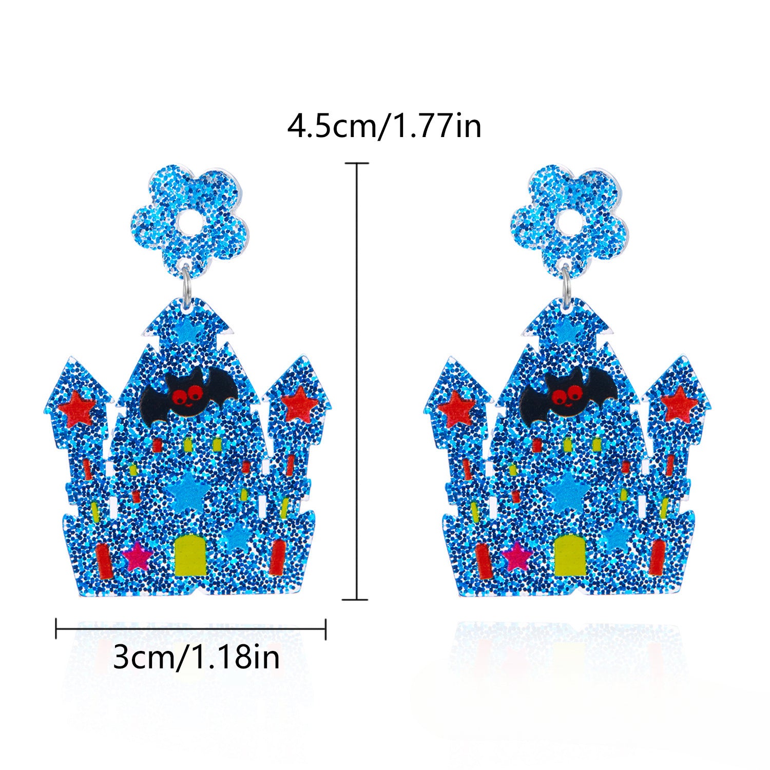 Wholesale Halloween Acrylic Plate Cartoon Castle Ghost Earrings ACC-ES-FanYou005