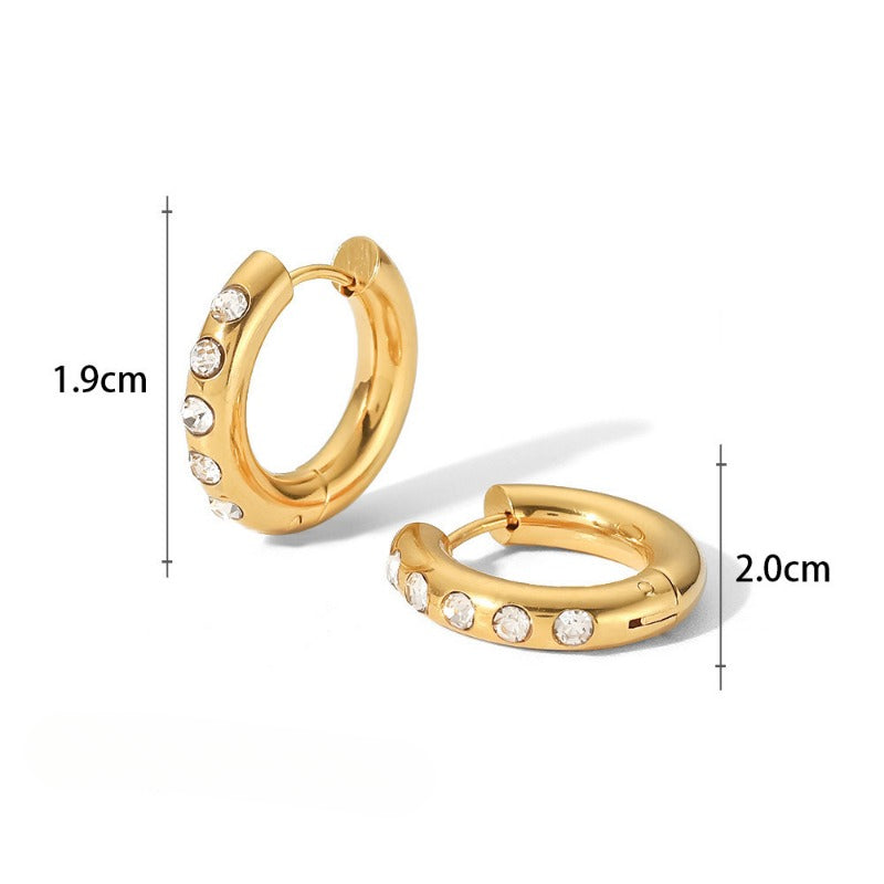 Wholesale 18K Gold Plated Stainless Steel Zircon Inlaid Hoop Earrings ACC-ES-MuShan045