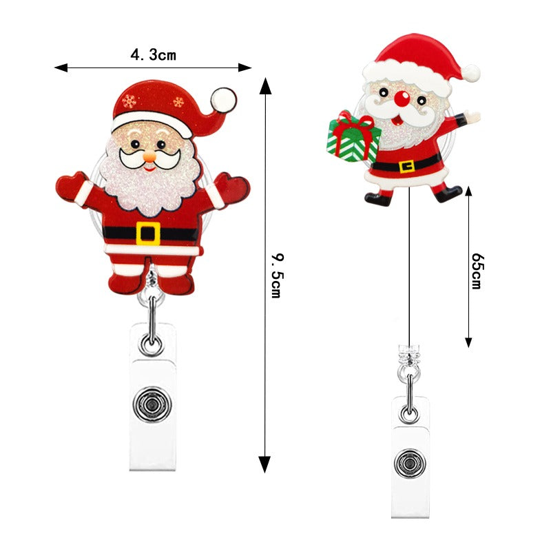 Wholesale Christmas Acrylic Santa Claus Retractable Rotating Keychain ACC-KC-QiDing007