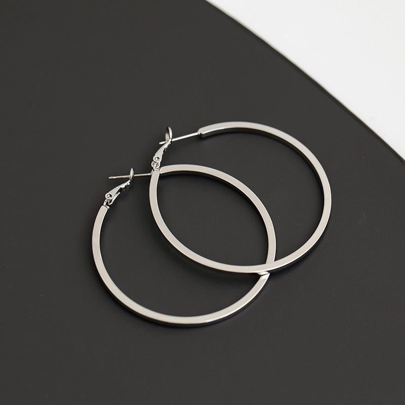 Wholesale 925 silver needle metal glossy texture Hoop Earrings ACC-ES-KaiKang002