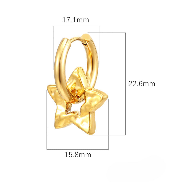 Wholesale Five-pointed Star Pendant Stainless Steel 18K Earrings ACC-ES-MuShan043
